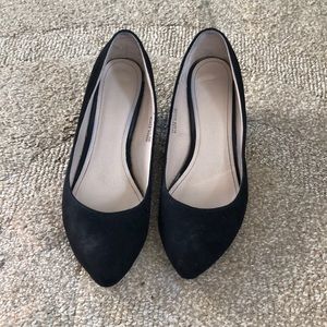 2.5" Black Suede Wedges